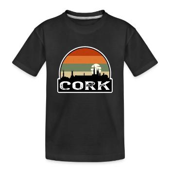 Cork Ireland Flag Skyline Travel Souvenir - Kids' Premium Organic T-Shirt - black - Front