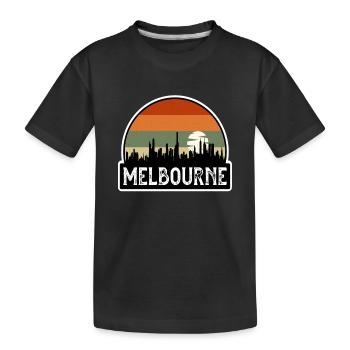 Melbourne Australia Flag Skyline Travel Souvenir - Kids' Premium Organic T-Shirt - black - Front