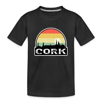 Cork Ireland Flag Skyline Travel Souvenir - Kids' Premium Organic T-Shirt - black - Front