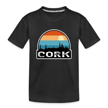 Cork Ireland Flag Skyline Travel Souvenir - Kids' Premium Organic T-Shirt - black - Front