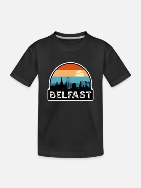 Belfast Northern Ireland Flag Skyline Travel Souve - Kids' Premium Organic T-Shirt - black
