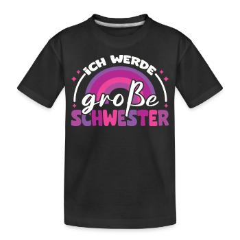 ich werde große schwester lila regenbogen - Kinder Premium Bio T-Shirt - Schwarz - Vorne