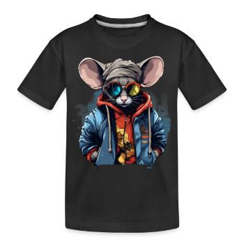 Urbanes Nagetier: Straßentaugliche Maus-Vibes - Kinder Premium Bio T-Shirt - Schwarz - Vorne