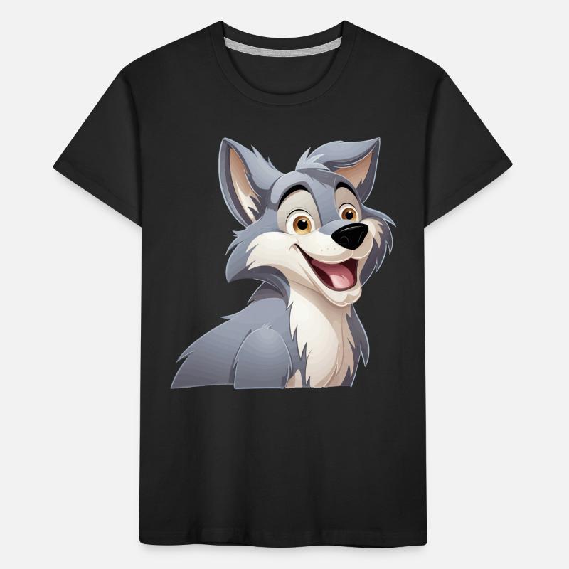 Wolf Laughs Cartoon Comic Wolf Head Wolves Cute T-shirt bio Premium Enfant