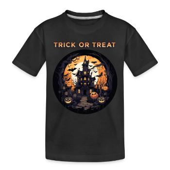 Halloween Gruselhaus Trick or treat - Kinder Premium Bio T-Shirt - Schwarz - Vorne