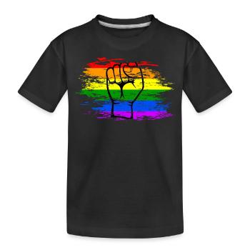 Poing de drapeau arc-en-ciel utilisé - T-shirt bio Premium Enfant - noir - Devant