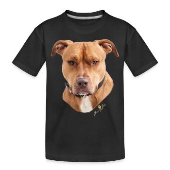 Americanstaffordshire-Terrier Braun - Kinder Premium Bio T-Shirt - Schwarz - Vorne