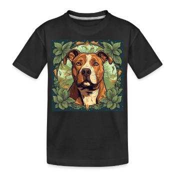 American Pitbull Terrier Hund - Kinder Premium Bio T-Shirt - Schwarz - Vorne