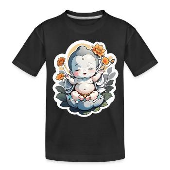 bébé Bouddha - meditation yoga relaxation - T-shirt bio Premium Enfant - noir - Devant