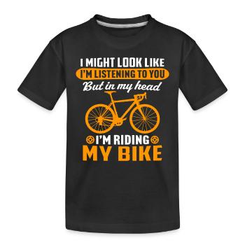 i'm riding my bike - Kids' Premium Organic T-Shirt - black - Front