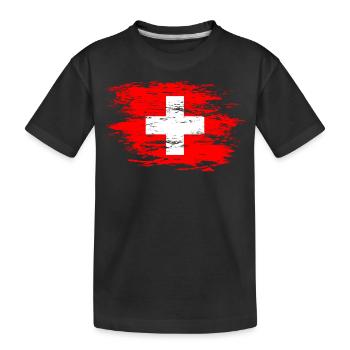 Schweiz Flagge used - Kinder Premium Bio T-Shirt - Schwarz - Vorne