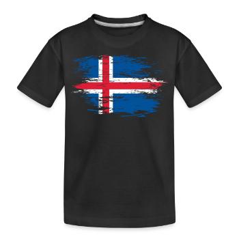 Island Flagge used - Kinder Premium Bio T-Shirt - Schwarz - Vorne