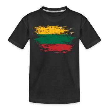 Litauen Flagge used - Kinder Premium Bio T-Shirt - Schwarz - Vorne