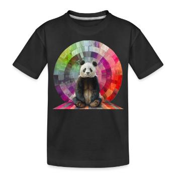 Panda vor dem Regenbogen / für Tierliebhaber - Kinder Premium Bio T-Shirt - Schwarz - Vorne