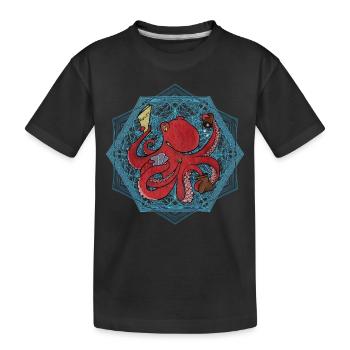 Board Game Card Game Drafting Dice Octopus Red - Kids' Premium Organic T-Shirt - black - Front