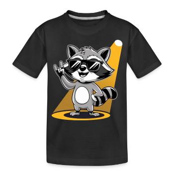 Retro Raccoon Rock Music - Kinder Premium Bio T-Shirt - Schwarz - Vorne