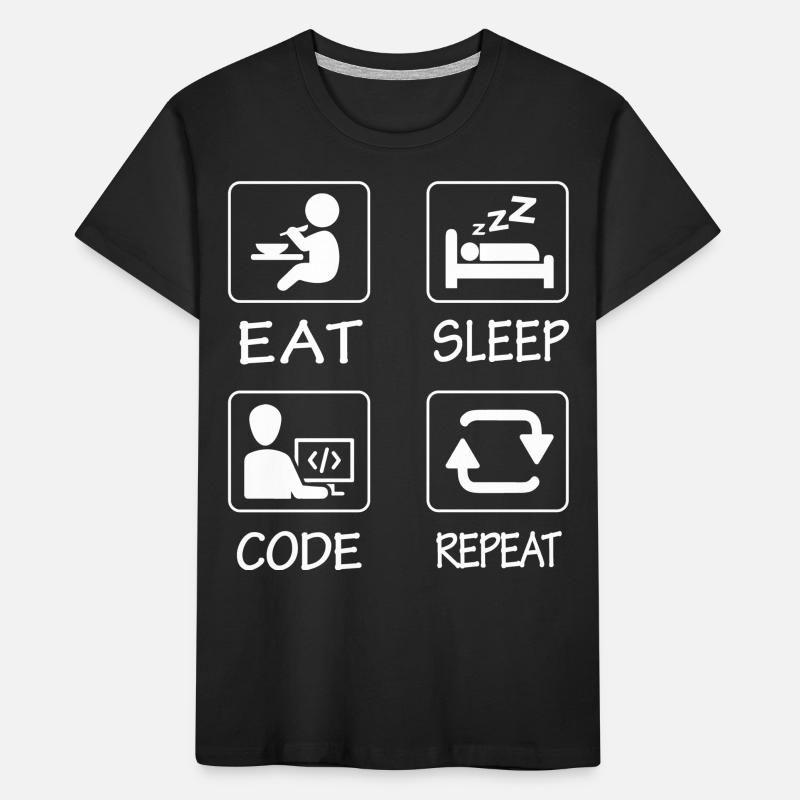 Essen Schlaf Code Wiederholen Kinder Premium Bio T-Shirt