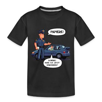 Papiere - Kinder Premium Bio T-Shirt - Schwarz - Vorne