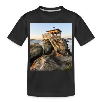 Hütte mit Aussicht - Kinder Premium Bio T-Shirt - Schwarz - Vorne