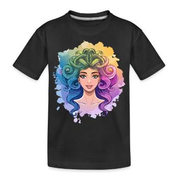 Rainbow Medusa - Kids' Premium Organic T-Shirt - black - Front