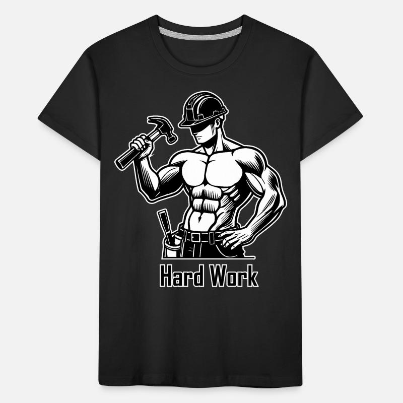Topless construction worker - Hard Work Design Kids' Premium Organic T-Shirt