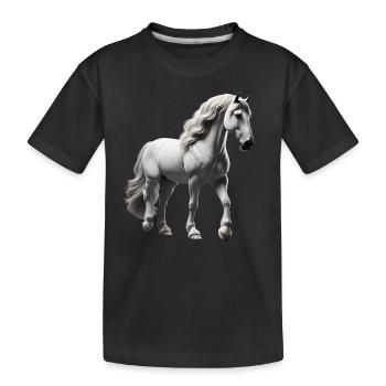 Pferd Schimmel Weiß - Kinder Premium Bio T-Shirt - Schwarz - Vorne