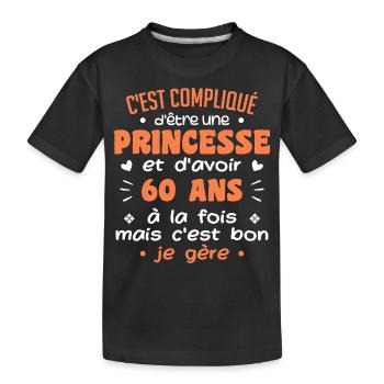 Woman Princess Birthday 60 Years - Kids' Premium Organic T-Shirt - black - Front