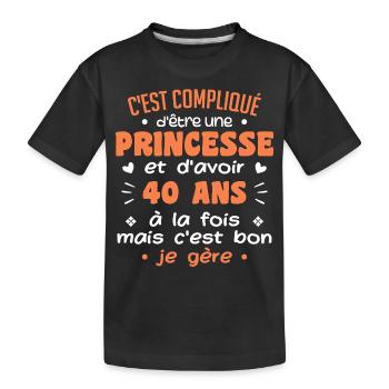 Femme Princesse Anniversaire 40 Ans - T-shirt bio Premium Enfant - noir - Devant