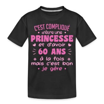 Woman Princess Birthday 60 Years - Kids' Premium Organic T-Shirt - black - Front