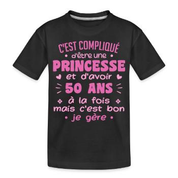 Femme Princesse Anniversaire 50 Ans - T-shirt bio Premium Enfant - noir - Devant