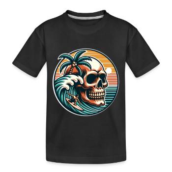 Surfen Surfer skull - Kinder Premium Bio T-Shirt - Schwarz - Vorne