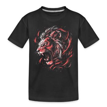 Löwe Bunt Löwenkopf Neon Farbenfroh Raubtier Kunst - Kinder Premium Bio T-Shirt - Schwarz - Vorne