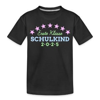 1. Klasse Schulkind 2025 Einschulung Schulbeginn - Kinder Premium Bio T-Shirt - Schwarz - Vorne