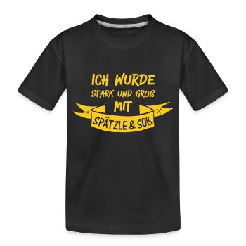 SPÄTZLE & SOß - Kinder Premium Bio T-Shirt - Schwarz - Vorne
