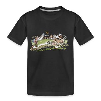 promenade alpine drôle avec des animaux - T-shirt bio Premium Enfant - noir - Devant