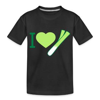 J'aime les poireaux - T-shirt bio Premium Enfant - noir - Devant