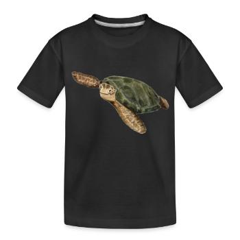 green turtle - Kids' Premium Organic T-Shirt - black - Front