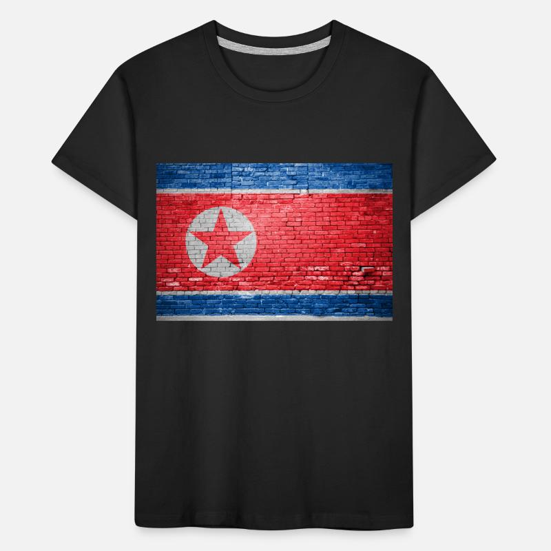 Drapeau de la Corée du Nord Graffiti sur mur de briques T-shirt bio Premium Enfant