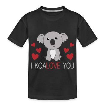 I Koalove you cute koala with hearts cute animals - Kids' Premium Organic T-Shirt - black - Front