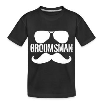 Groomsman - Schnurrbart & Monocole Bachelor Party - Kinder Premium Bio T-Shirt - Schwarz - Vorne