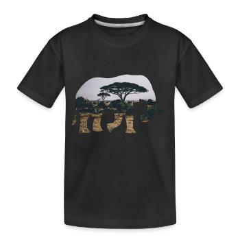 Elefant Savanne Silhouette - Kinder Premium Bio T-Shirt - Schwarz - Vorne