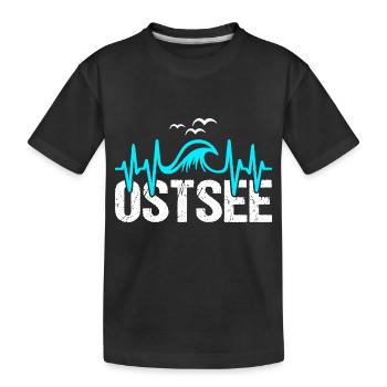 Ostsee Herzschlag Küste Meer Liebe - Kinder Premium Bio T-Shirt - Schwarz - Vorne