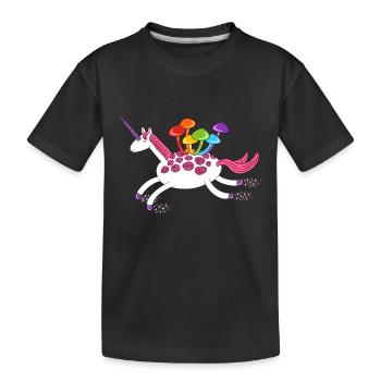 Einhorn mit Pilzen auf dem Rücken Shroomicorn - Kinder Premium Bio T-Shirt - Schwarz - Vorne