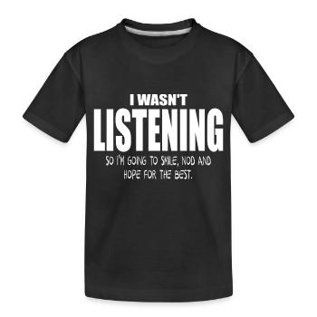 Je veux écouter une citation drôle - T-shirt bio Premium Enfant - noir - Devant