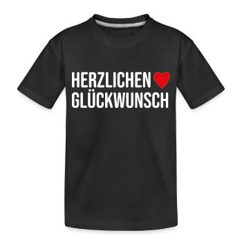 Herzlichen Glückwunsch Herzlich Geschenkidee - Kinder Premium Bio T-Shirt - Schwarz - Vorne