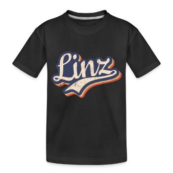 Österreich Linz Oberösterreich Vintage Typografie - Kinder Premium Bio T-Shirt - Schwarz - Vorne