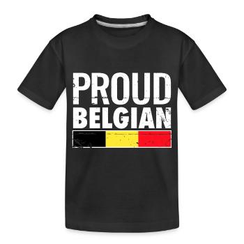 Proud Belgian Belgian flag - Kids' Premium Organic T-Shirt - black - Front
