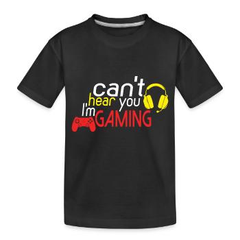 Je ne vous entends pas, je joue ! - T-shirt bio Premium Enfant - noir - Devant