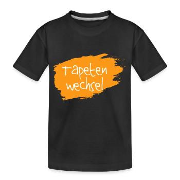 Tapetenwechsel orange - Kinder Premium Bio T-Shirt - Schwarz - Vorne