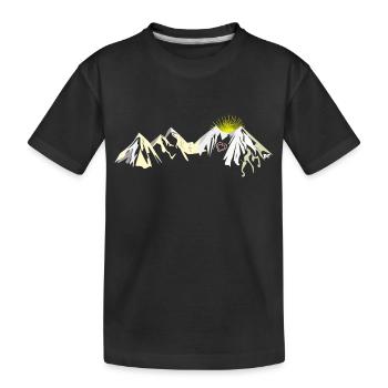 Ein Herz für Berge wenn die Sonne scheint wandern - Kinder Premium Bio T-Shirt - Schwarz - Vorne